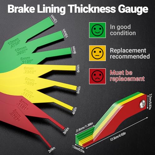 Image of Preciva Tire Tread Depth Gauge & Brake Lining Gauge Set, Digital Tire Depth Gauge with Large LCD Display and Inches, Millimeters, Fraction Conversion, for Tread Depth, Brake Shoe and Pad Wear