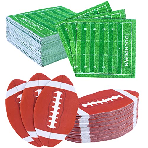 400Pack Football Party Napkins Football Shape Paper Napkins Disposable Football Napkins Football Field Design Football Cocktail Napkins Tableware For Sports Tailgate Party Decorations, 2 Patterns #TOP21