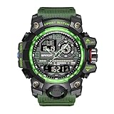 KXAITO Men's Watches Sports Outdoor Waterproof Military Watch Date Multi Function Tactics LED Face Alarm Stopwatch for Men (3133_Green)