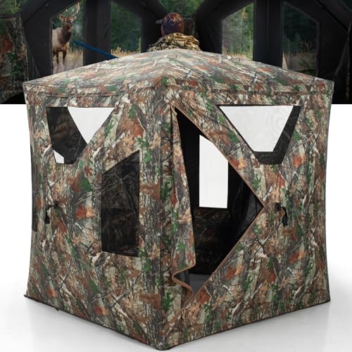 270 Degree See Through Hunting Blind + 2-3 Person See Through Hunting Blind with Shoot-Through Mesh Windows