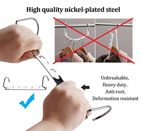 Kleiderbügel Platzsparend, ilauke 8 Stück rutschfeste Kleiderhaken Kleiderbügelhalter aus Metall,Magic Kleiderbügel Garderobe Organizerfür Schwere Kleider -Vertikal/Horizontal