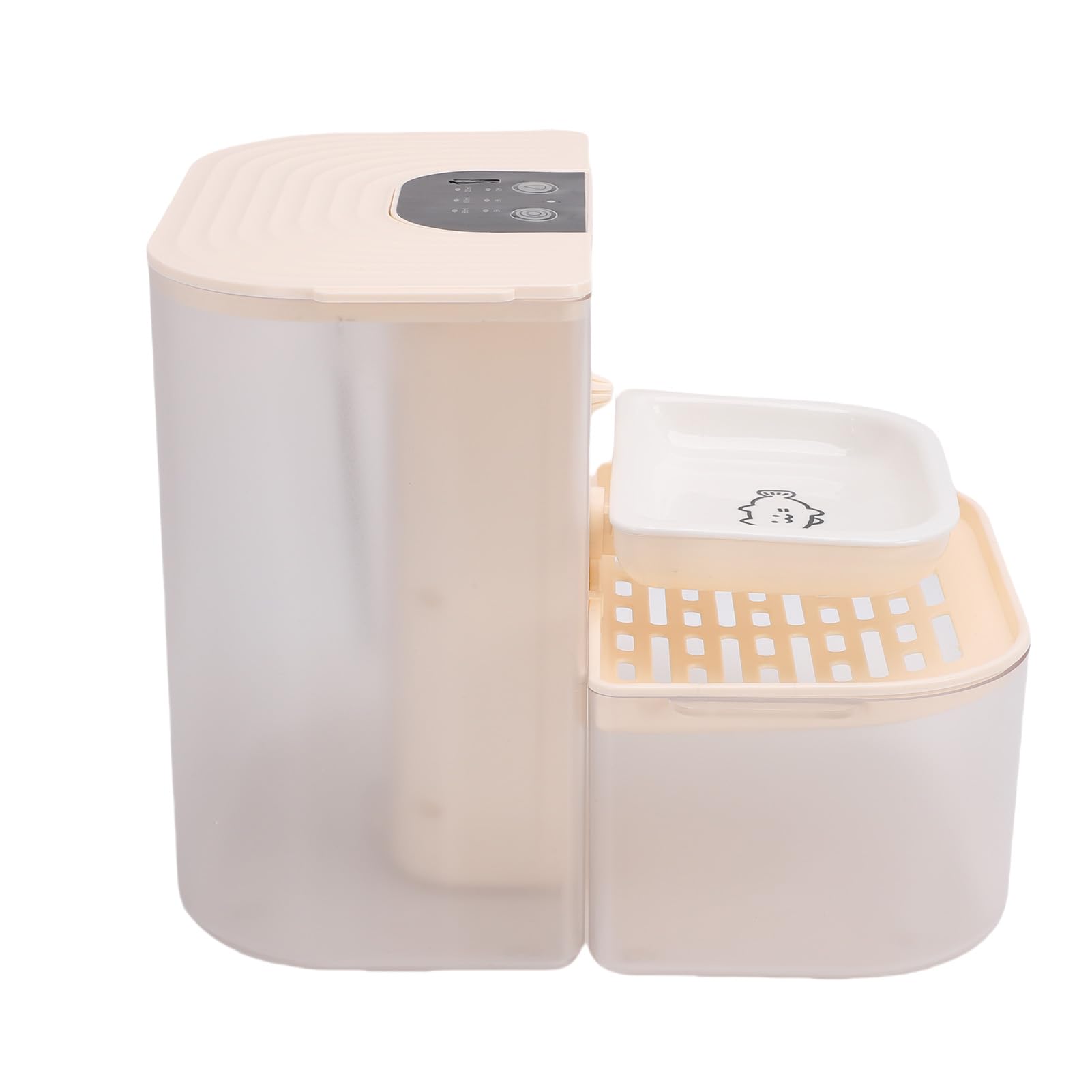 Matybobe Dispensador de Agua Automático Fuente de Agua para Gatos con Batería de 4800 MAh, Cuenco de Cerámica Silencioso, Control Remoto, Agua Limpia Separada, Calefacción Inteligente, (Blanco Crema)