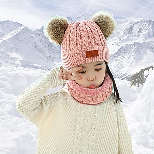 Image of Yuoahcn Kids Winter Beanie Hat Scarf Gloves Set Knit Warm Toddler Winter Cap Gloves Neck Warmer for Boys Girls 1-8 Year