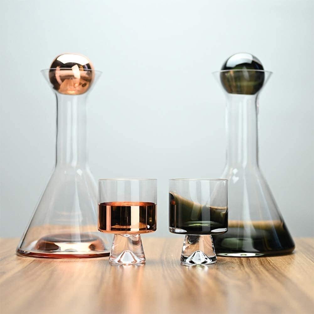 Estante para vino Decantador de whisky Whisky recubierto de cobre Copa de vino Gradiente ahumado Hermoso conjunto de decantador de vino Traje hecho sin plomo Cristal ahumado (Color : Copperplated.)