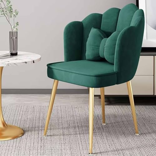Sillón de Terciopelo con Patas metálicas - Elegante sillón Tipo butaca para el hogar, Oficina, Dormitorio, Sala de Estar, Comedor - Sofá Individual cómodo con diseño de Concha Verd