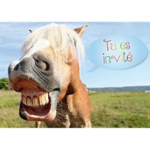 Edition Colibri (10619 FR 10 invitations en Français Cheval drôle: lot de 10 cartes d’invitation tendres et illustrées…