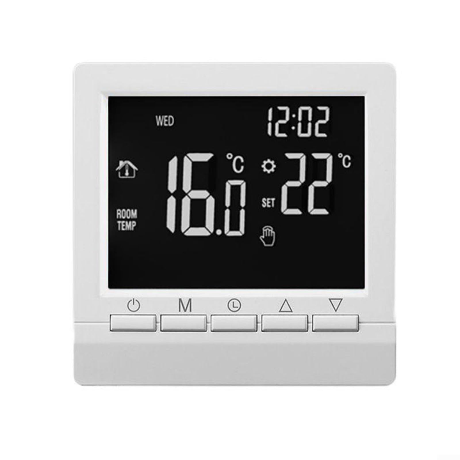 Programmable Digital Thermostat Battery Operated with LCD Display for Room Heating, 5+2 Weeks Programming, Digital Programmable Thermostat for Gas Boiler and Floor Heating