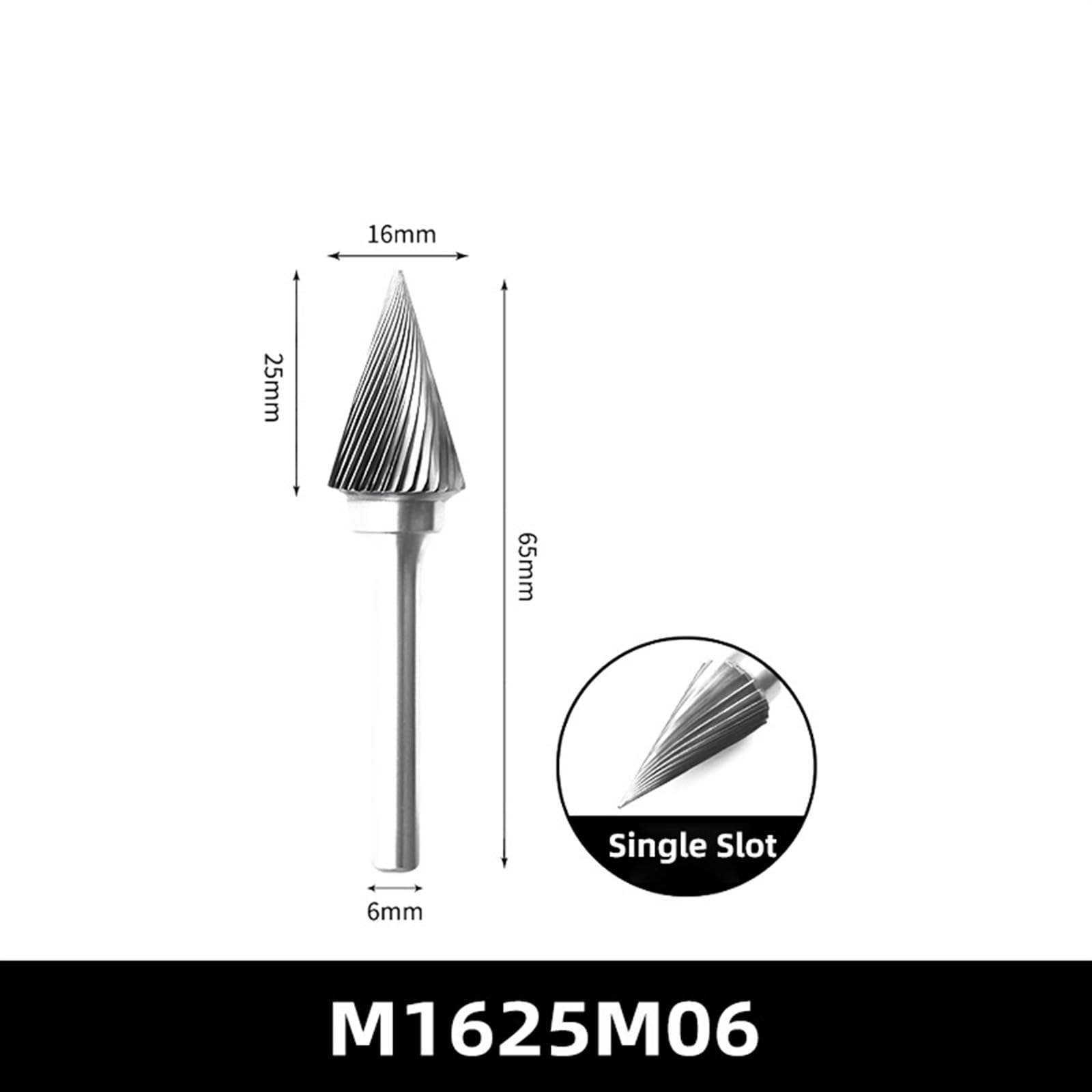 Trzpień 6 mm typ M MX1225M06 pilniki obrotowe z węglika wolframu bity grawerowanie narzędzie obrotowe rdzeń limonkowy (M1625M06 1 szt.)