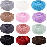 Aldenhoven Goods Hundebett Plüsch Rund Katzenbett Hundekissen Katzenkissen Donut Hundekörbchen (Hellgrau, 40 cm)