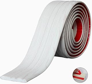 KTINITK Flexible Baseboards Molding Trim, 3.85 Inch(W) x 9.84 Feet(L) Self-Adhesive Wall Base Boards Moulding Trim Molding, Peel and Stick Baseboards for Wall Base Cove Base (White Wood Grain)