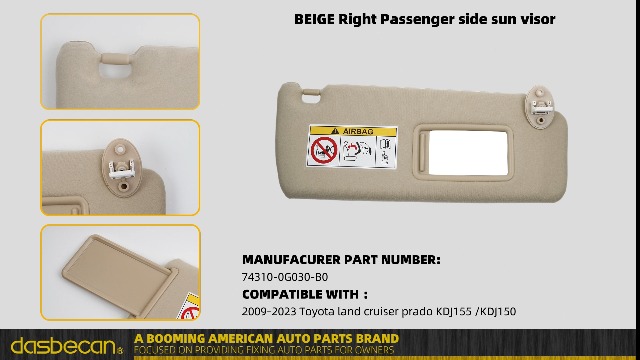 Amazon.com: Dasbecan Beige Right Passenger Side Sun Visor
