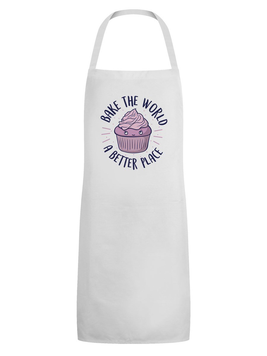 Grindstore White Bake The World A Better Place Apron