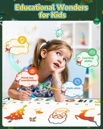 Image of 3pcs Water Drawing Mat for Kids, 80 x 80 cm, Reusable Colouring Mat, Washable Painting Mat with 6 Sketch Pens, Gift Toy for Ages 2-6 Years