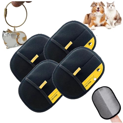 ZivoPaw - Guante removedor de pelo de mascotas, removedor de pelo de mascotas mejorado 2025, herramienta electrostática reutilizable de doble cara para sofá, muebles, alfombras (amarillo, 4 piezas)