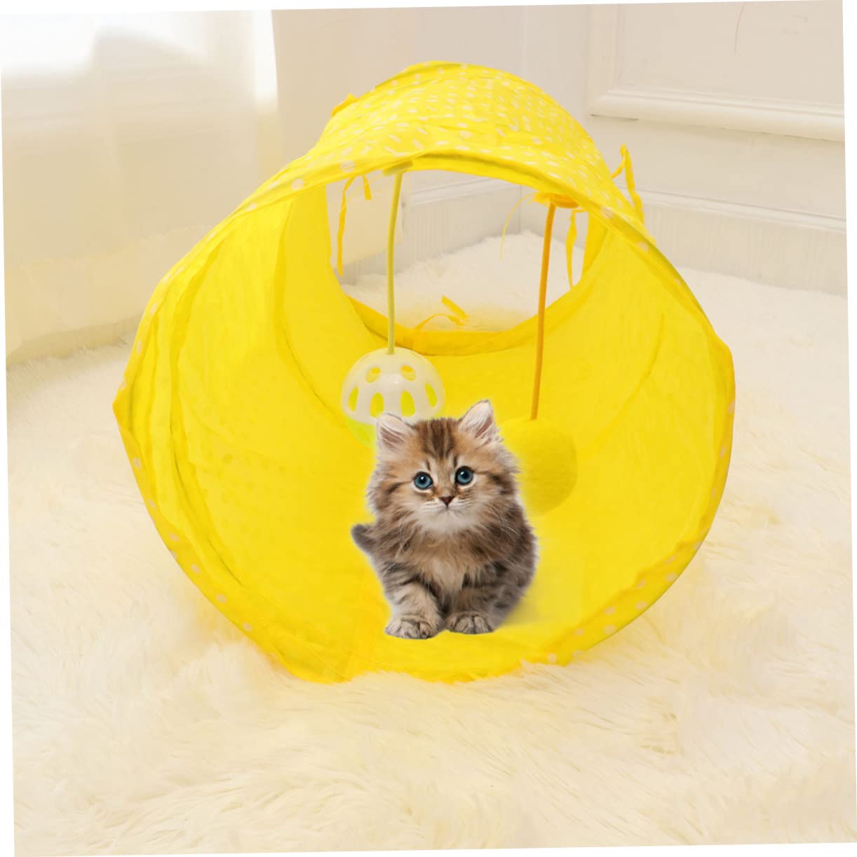 SUPVOX 3pezzi Tunnel Per Pieghevole Interattivo Per Kitten Appesa Allenamento Giallo