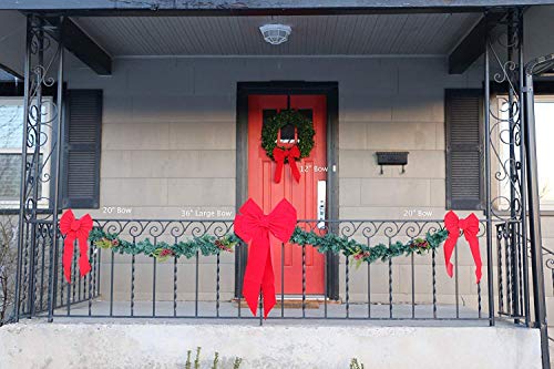 image for Rocky Mountain Goods Red Bow - Christmas Wreath Bow - Great for Large 