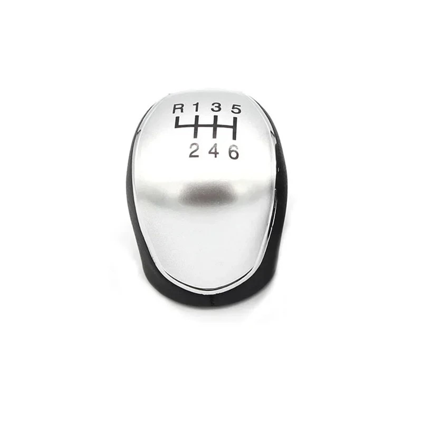 Bwsdmzjqrt 6-Speed Silver Car Gear Shifter Knob For Mondeo 4 Mk4 Transit Tourneo Connect Auto Accessories 5/6 Car Leather Gear Shift Knob(6-Speed Silver)