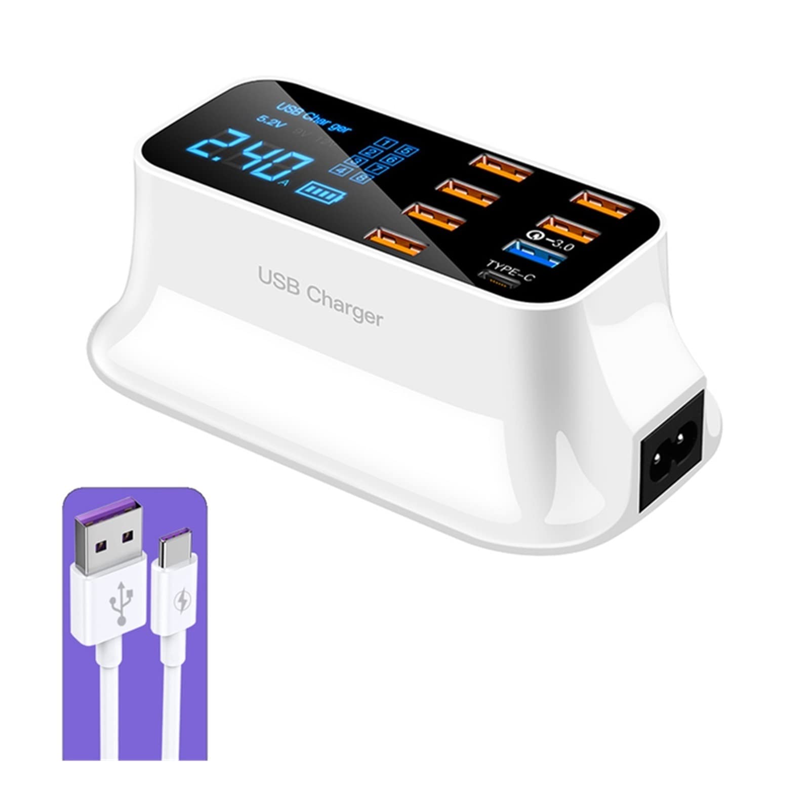 Stazione di ricarica multipla, Caricabatterie USB universale universale con supporto for telefono Adattatore da parete con presa di ricarica rapida Hub compatibile con cellulare, tablet e altro per pi