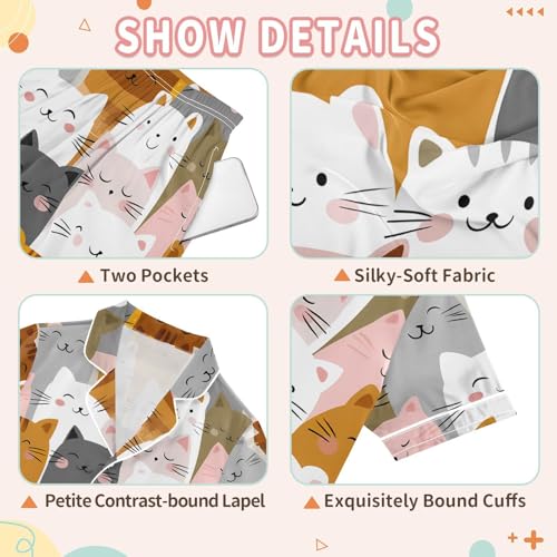 Cute Colored Cats Pajamas Set Soft Pjs Sets 2 Piece Short Sleeve Sleepwear Casual Loungewear3