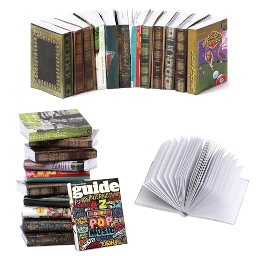 JULEASEL Miniatures Books, 24pcs Dollhouse Books, 1:12 Scale Tiny Books Dollhouse Accessories, Anxiety Bookshelf Mini Books, Miniature Dollhouse Decoration