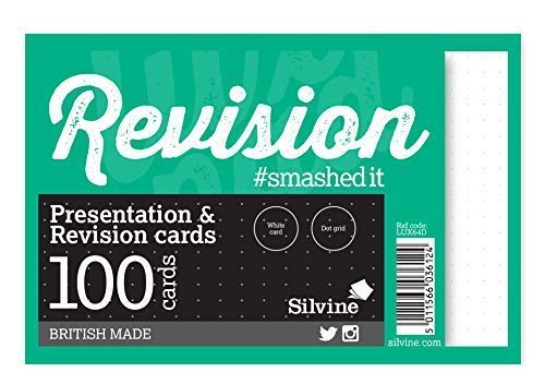 Silvine Luxpad A6 5mm Dot Grid Revision & Presentation Cards - White. 100 Cards Per Pad (6x4")