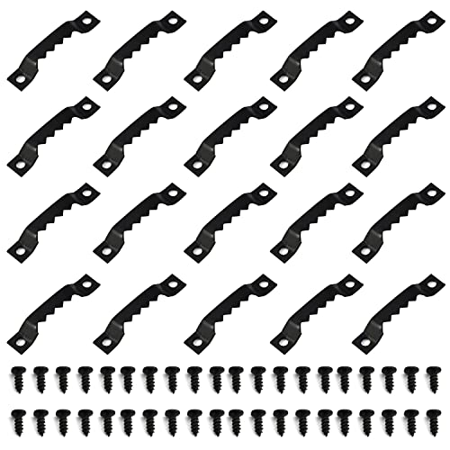 Image of MroMax 100PCS Sawtooth Picture Hangers Iron Picture Hangers 1.5 inch x 0.24 inch Double Hole Picture Frames Hangers for Hanging Clock Paintings Artwork Picture Frame Hook Photos Black