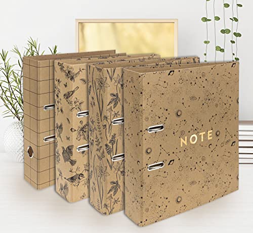Interdruk Lever Arch File A4 75 mm - Natural Brown Kraft - Birds