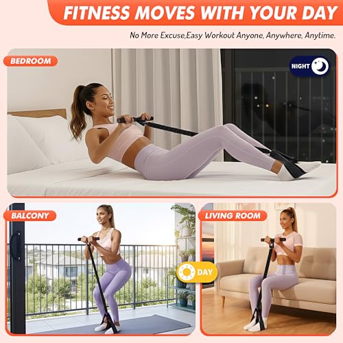 Image of Pedal Resistance Band with Handle | Upgraded 55LBS Exercise Resistance Bands for Core, Abs, Legs, Glutes, Arms, Strength, Physical Therapy, Pilates, Sit Up Workout Equipment for Women Home Gym