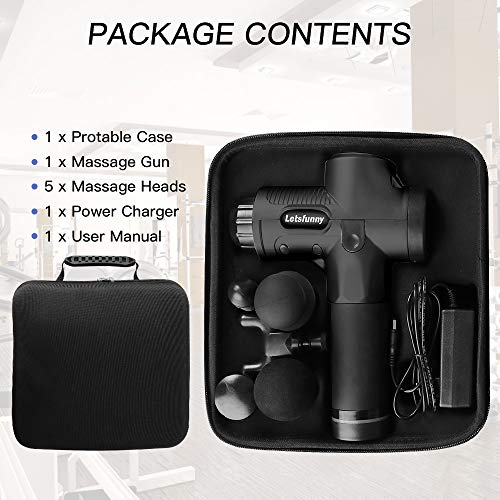 Deep Tissue Muscle Percussion Massager Carrying Case Massage Gun for Pain Relief, Handheld Electric Cordless Body Massager Sports Drill Portable Vibratio Massagers for Athletes