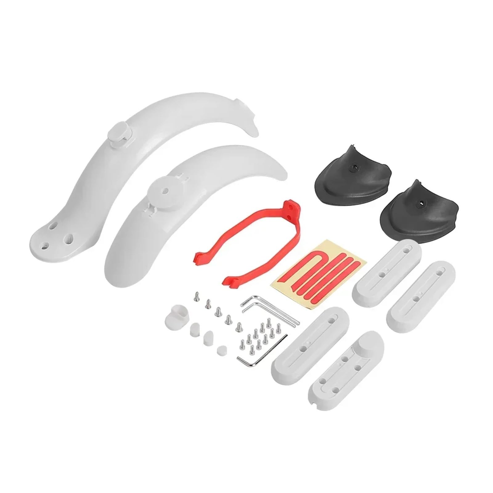 Set parafanghi Anteriori e Posteriori for Monopattino Elettrico M365/Pro, Supporto parafango, Protezione Posteriore, copriruota, coprimozzo con Luce Freno(B-White)