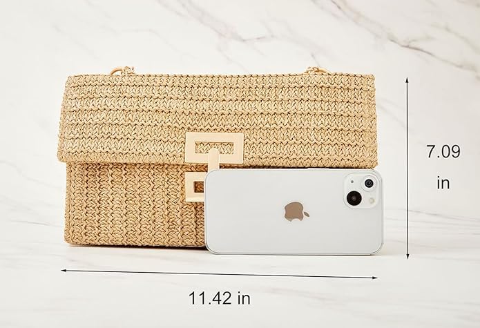 Image of BRYCTSISEN Women Straw Beach Clutch Purse Handbag Summer Elegant Vacation Style Shoulder Bag Crossbody Bag