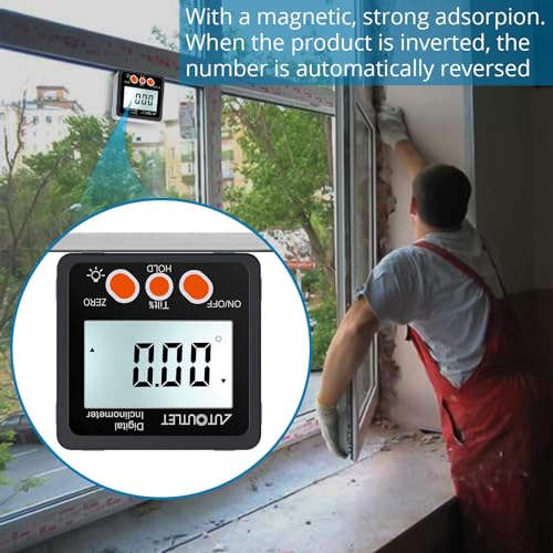 Autoutlet EFUTL341-DESA Digital Angle Finder Gauge Magnetic Angle Level Finder Digital Protractor Inclinometer Miter Angle Cube Level Box thumb #3