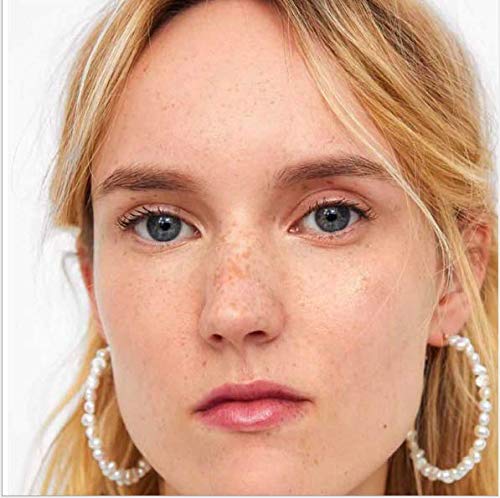 Cathercing Pearls Hoop Earrings for Women Girls Medium Irregular Pearls Hoops Dangle Earrings Hypoallergenic Statement Circle Earrings Stud Lightweight Unique Jewelry Daily