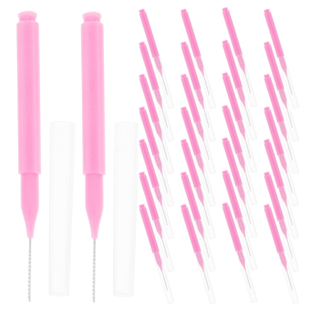 GALPADA Scovolini in Pp e Acciaio Inox 200 Pezzi Interdentali Pasta Rosa Design Portatile e Facile Manutenzione per Pulizia Denti e Gengive a Casa in Viaggio