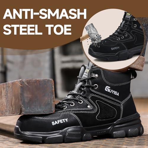 Image of Steel Toe Work Shoes for Men, Lightweight Safety Shoes with Puncture Resistant Midsole, Comfortable Protective Work Shoes for Warehouse Factory Light Construction