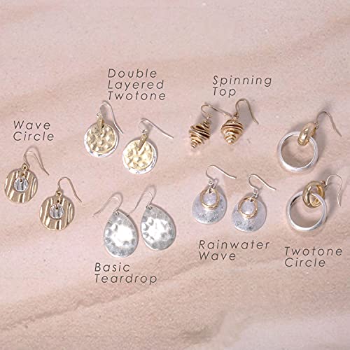 Vintage Double Layered Two Tone Dangle Drop Basic Small Earrings For Women (Rw Silver) #TOP4