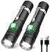 AOMEES USB Rechargeable Flashlight (Including 18650 Battery) Flashlight, Super Bright Flashlight 1000 Lumens 4 Modes High/Low/Lightning/SOS for Indoor Exterior