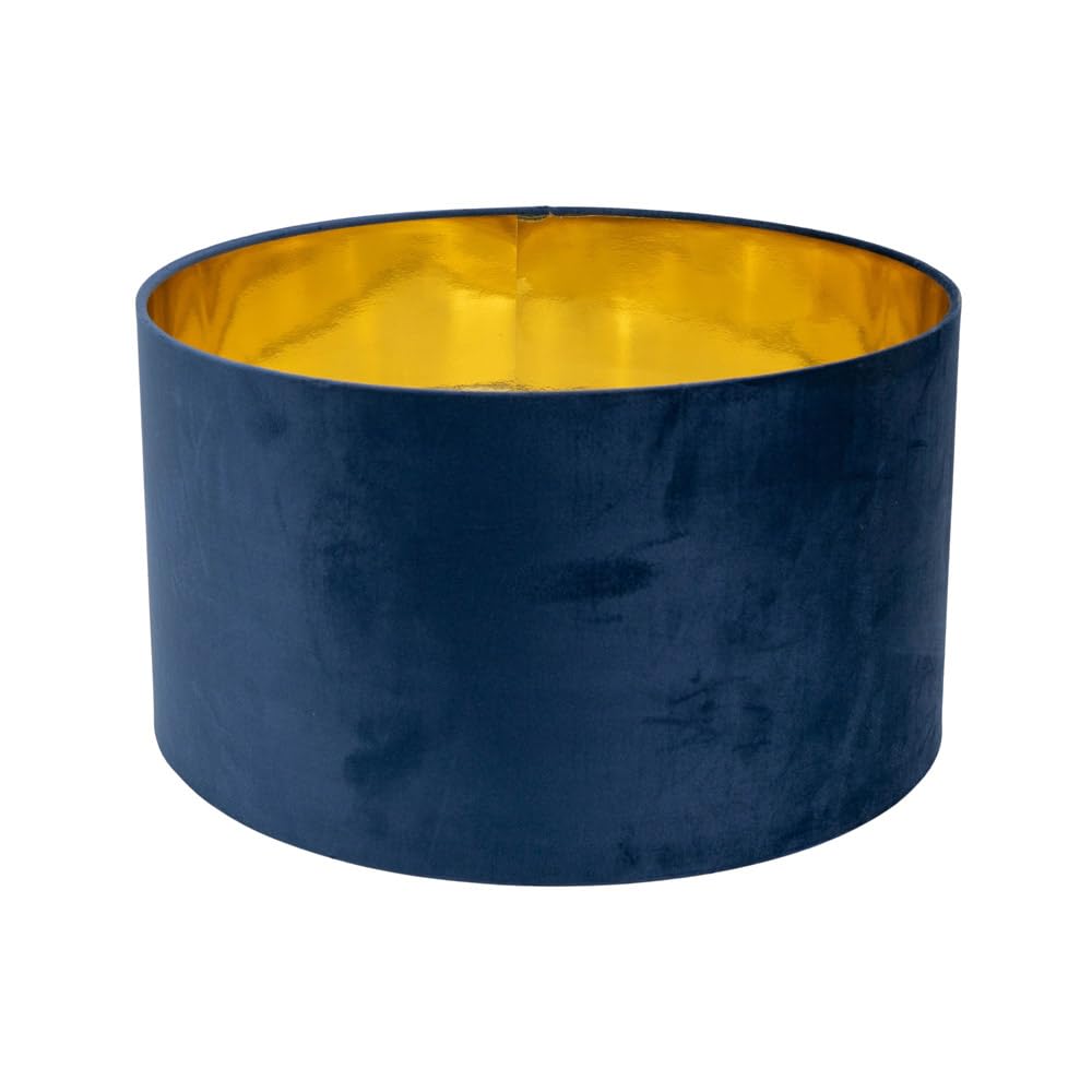 Valuelights Unisex Dark Navy Reni Navy Velvet W/ Gold Inner Easy Fit Ceiling Lamp Shade & Bulb In | Size: Large