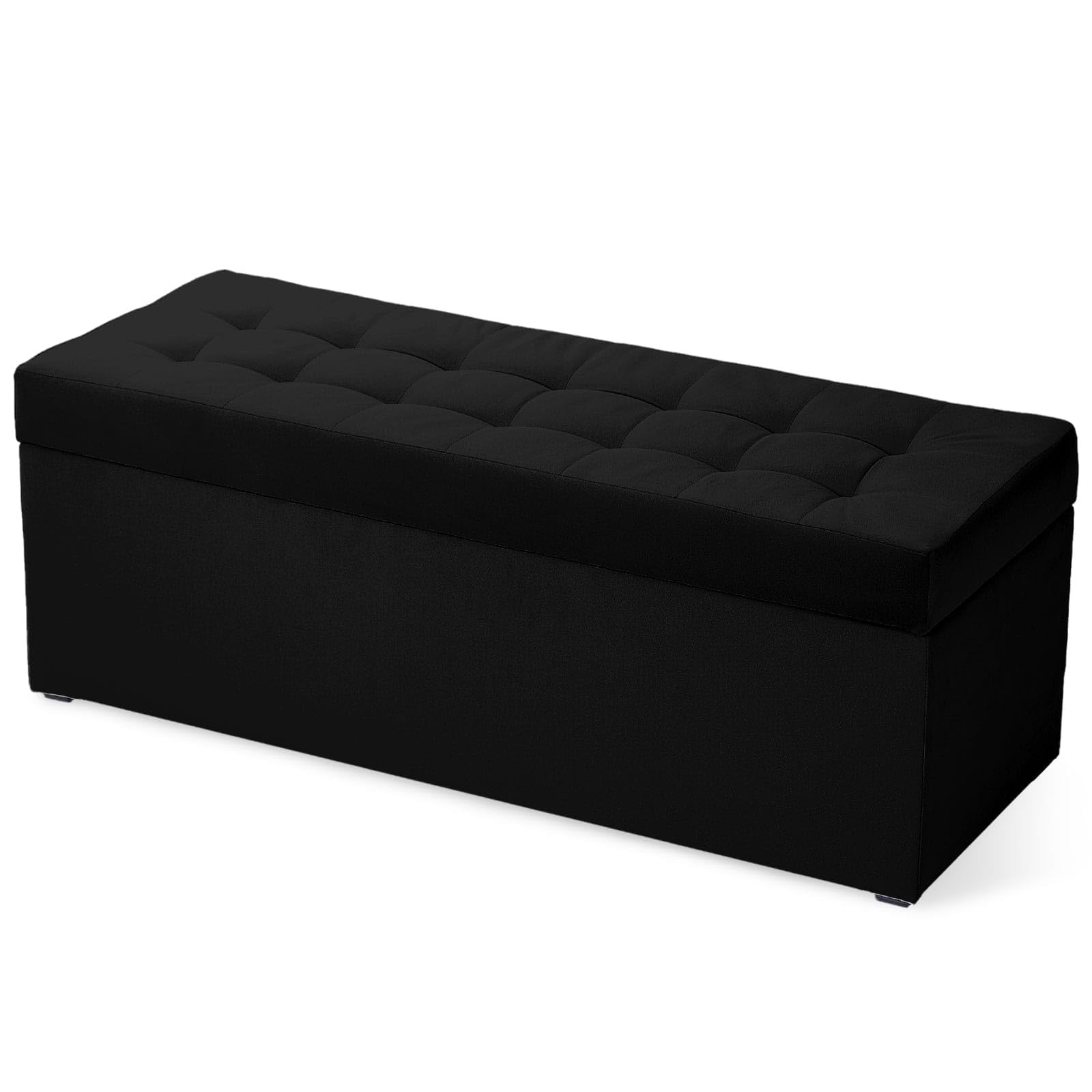 MG Design Pouf Coffre 45 x 120 cm Noir – Rangement 140 L, Charge 300 kg, Doux, Aspect Mat et Texture Fine, Facile à Nettoyer – pour Salon, Chambre, entrée