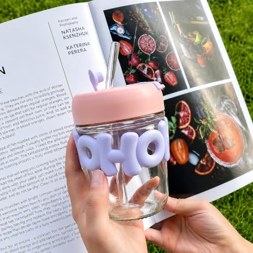 Image of Glass Tumbler with Lid & Straw - 350ml, Set of 1, Leakproof Drinking Cup, Silicone Sleeve, Reusable Iced Coffee Cup for Water, Juice, Milk, Bubble Tea & Gifts (Random Color)