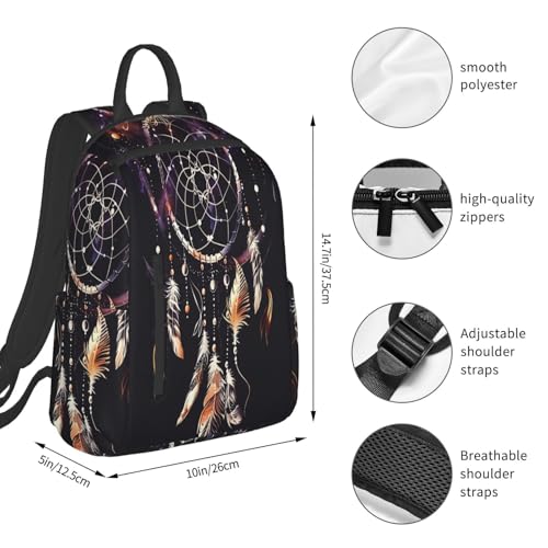 Backpack For Women Men Dreamcatcher Feather Art Bookbag Lightweight Travel Casual Daypack Water Resistant Outdoor Hiking Sport Rucksack4