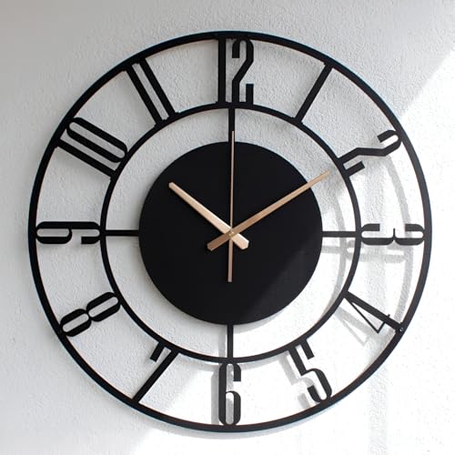 Image of Auromin Silent Metal Wall Clock for Living Room Stylish | Luxury Premium Fancy Antique Unique Metal Wall Watch for Hall Big Size, Kitchen, Office | Drawing Room Decoration Items