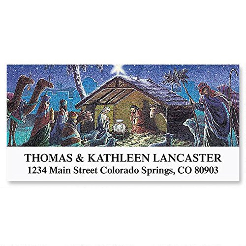 Peace Nativity Christmas Address Labels - Set Of 144 Personalized Self-Adhesive Labels