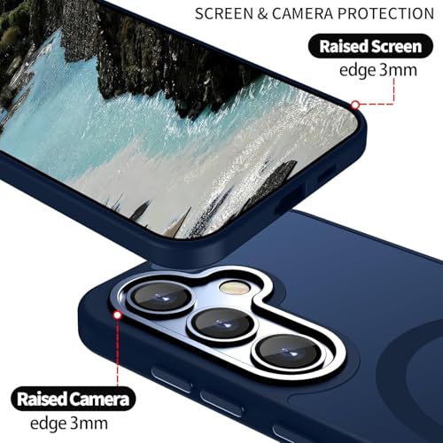Image of Elzzi Magnetic Magsafe for Samsung S26 Case, Upgraded [Full Camera Protection] [Compatible with Magsafe] [Translucent Matte] Shockproof Protective Phone Case for Men & Women - Navy