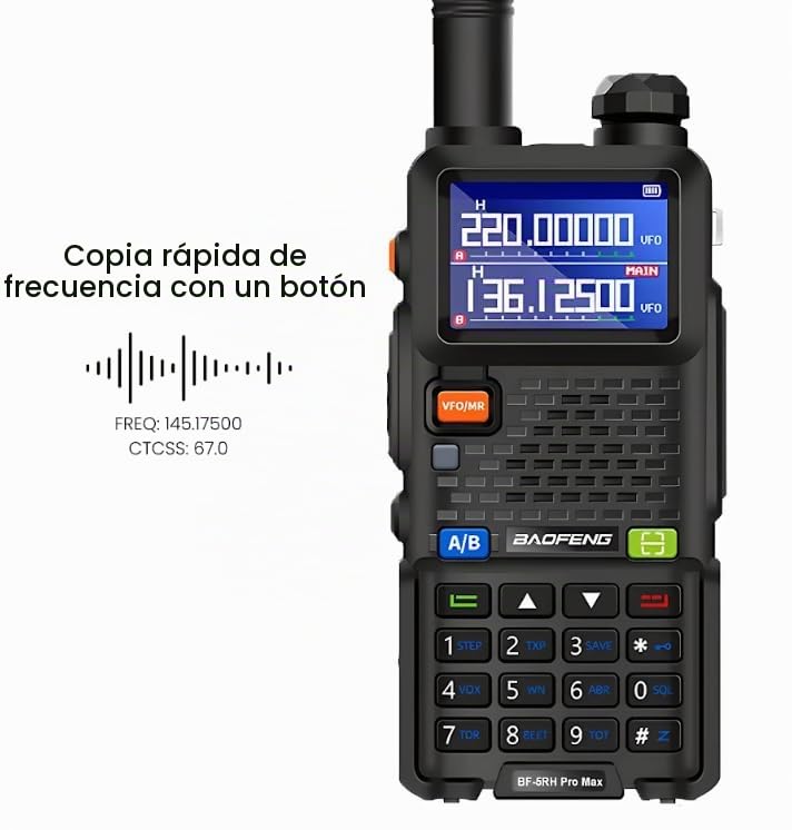 BAOFENG UV-5RH Walkie Talkie Radio Bidireccional de Cuatro Bandas, Potencia de 14.5W, Batería de Larga Duración, Cargador USB-C, Radio de Dos Vías, Comunicación de Largo Alcance