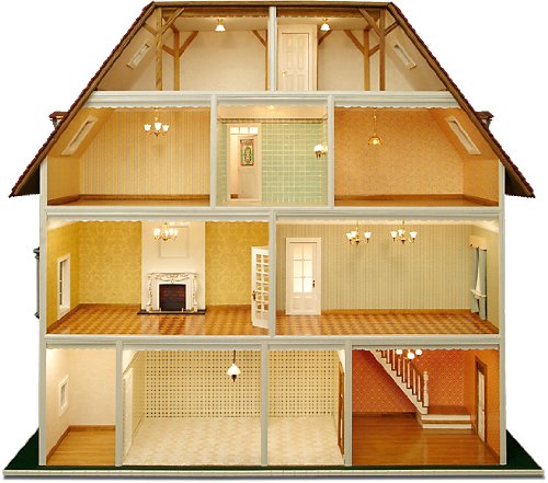 Mytinyworld Puppenhaus – Weiß Bemaltes Doppelhaus, 1:12 Maßstab – 188x124x9 Mm, Mit Verglasten Türen