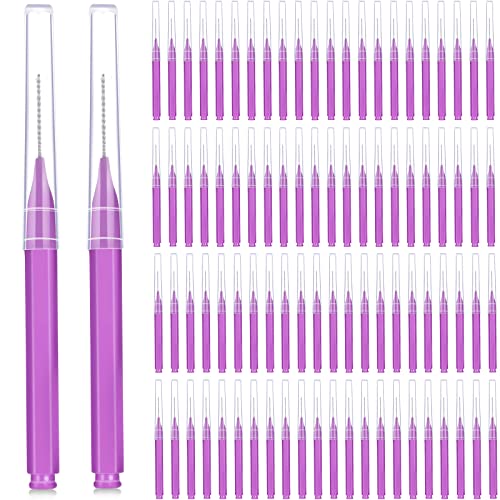 Image of Patelai 100 Pcs Braces Dental Brushes,Purple,Cute Size | Interdental Toothpick Bristle Dental Picks for Cleaner Tooth Flossing Head Oral Hygiene Flosser Toothpick Cleaners Tooth Tool