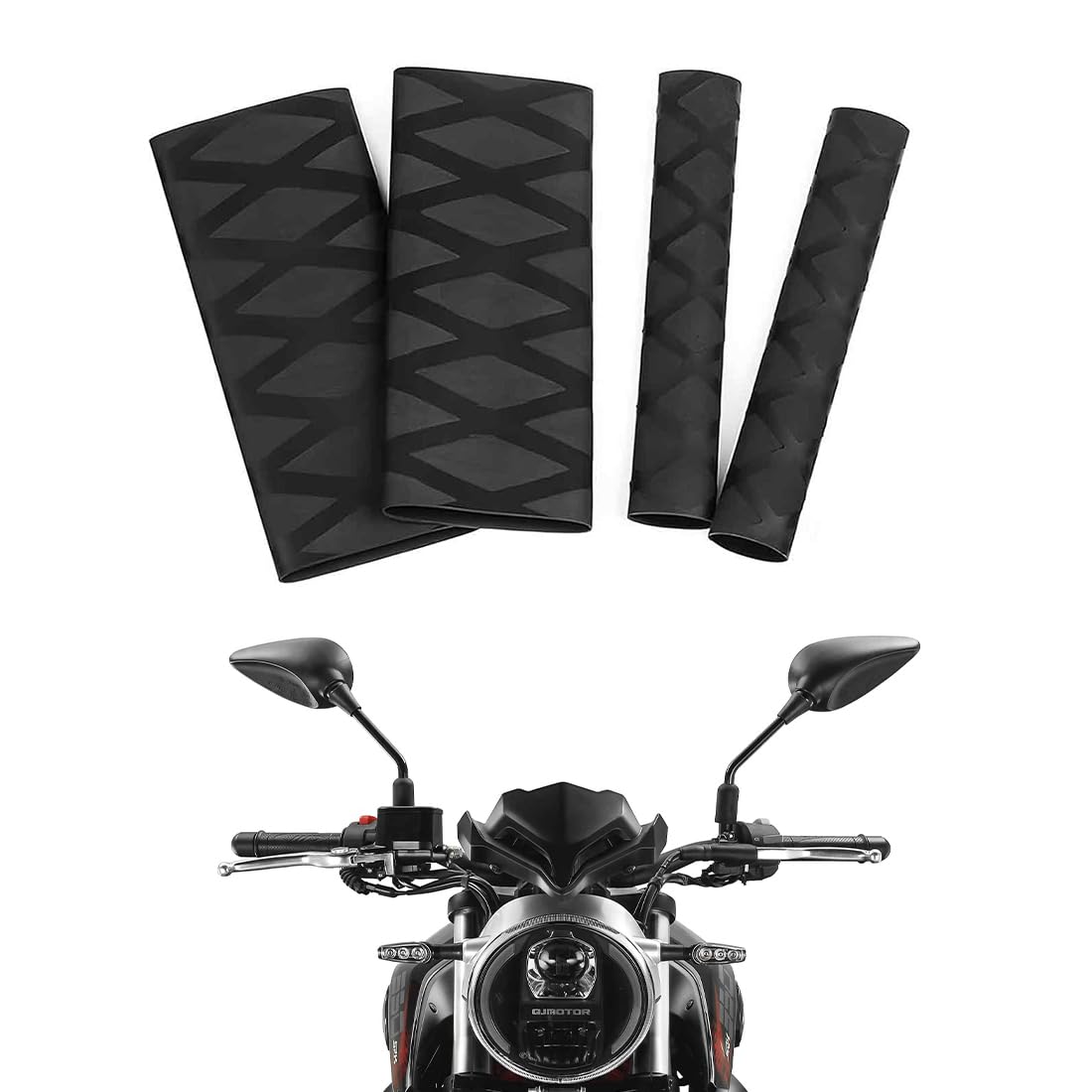 4 Pezzi Copri Manopole Moto, Coprimanopole Moto R1200GS R1250GS F850GS F800GS Copertura Universale Termorestringente per manopole originali e comandi riscaldati(nero)