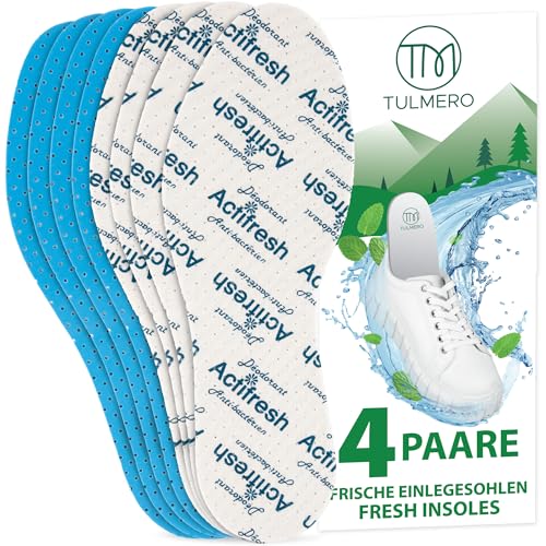 TULMERO Plantillas antitranspirantes refrescantes para el olor de los pies 4 pares talla 40