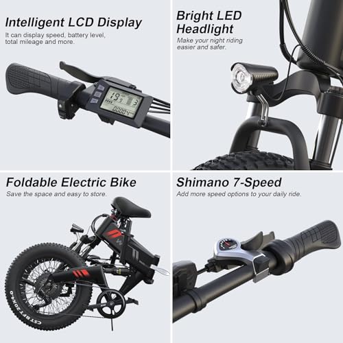 Wooken Electric Bike, 20”X4.0 Fat Tire Electric Bike for